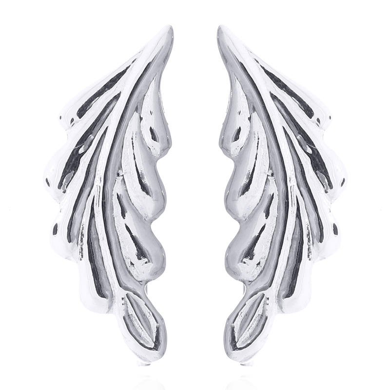 Elegant Leaf Sterling Silver Ear Line Earrings